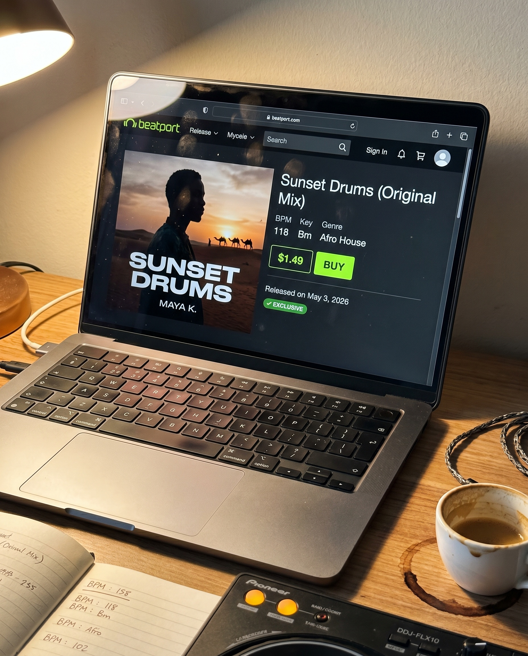 Beatport release page - Sunset Drums